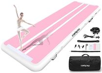 Tumble Track Mats for Gymnastics, Kids Air Gymnastics Mats for Tumbling Thick Inflatable Gymnastics Tumbling Track Mat 6.6/10/13/16.4/20ft Training Tumbling Mat with Electric Pump for Home/Water Fun