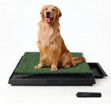 Pawise Dog Grass Pad with Tray, 20x25 Inch Artificial Turf Puppy Potty Pad, Indoor Outdoor Dog Toilet with Pull-Out Drawer & Free Garbage Bags, Dogg Litter Box for Potty Training