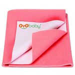 OYO BABY Quickly Dry Sheet for New Born Baby, Extra Absorbent & Anti-Piling Fleece Soft Dry Sheet, Reusable Waterproof Baby Dry Sheet for Toddler Infant, Size (Small - 70 cm X 50 cm), Salmon Rose