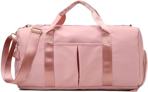 Gym Bag for Men/Women, Duffle Waterproof Bag with Shoes Compartment & Wet Pocket, Sports Swimming Bag, Travel Carry On Duffels Bag for Airplanes, Rugged Materials/Zippers (Pink)