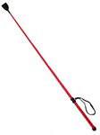 PETS TRIANGLE Long Horse Training Stick with Genuine Leather Grip Handles 42 inches red