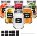 HYCKee Glass Mason Jars with Lids, 480ml/16oz Set of 6, Glass Canning Jars for Perserving, Pickle Breakfast Salad Jars, Airtight Overnight Oats Jars