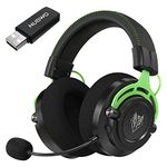 NUBWO G03 Wireless Gaming Headset with Microphone for PS5, PS4, PC, Laptop, Computer, Bluetooth Wireless Gaming Headphones with Noise Cancelling Mic, Surround Sound, Over Ear (Green)