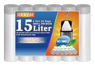 OKKEAI Small Bin Liners 15L Bin Bags Pedal Waste Bags White Trash Bags Drawstring 90 Counts Bathroom Garbage Bags with Tie Handles for Toilet,Kitchen,Office,Bedroom,Fit 12L-20L Rubbish Bin