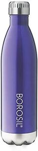 Borosil Hydra Bolt Trans Blue 750 ml Stainless Steel Water Bottle | Double Wall Vacuum Insulated Flask | 24 Hours Hot and Cold | Bottle for Office, Gym, School