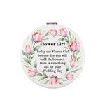 WUSUANED Flowers Girl Makeup Mirror Proposal Gifts Wedding Party Gifts Bridesmaid Mirror Mother of The Bride Gift (Flower Girl Mirror White)