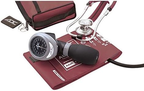 ADC Pro's Combo I Adult Pocket Aneroid/Scope Set with Prosphyg 788 Blood Pressure Sphygmomanometer, Adscope Sprague 641 Stethoscope, and Matching Nylon Carrying Case, Burgundy