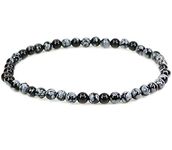 SIMPLÍ BASIC Natural Snowflake Obsidian Healing Gemstone Bracelet 4mm Bead | Women Mens Bracelet | Balance for Body & Mind | Circulation Bracelet | Stone Beads | Everyday Jewellery | Inc Gift Box