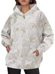 YKR Womens Camo Hoodie Oversized Maple Leaf Print Fleece Hooded Pullover Sweatshirt with Pocket, Grey, X-Large