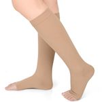 Evolyline Medical Compression Socks for Women Men, 20-32mmHg Knee High Flight Socks Compression Stockings, Toeless Support Socks for Running Nurses Pregnancy, Fit for Swollen Ankles Varicose Veins