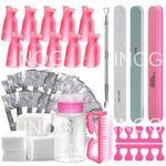 INOG Gel Nail Polish Remover Tools Kit Acetone Acrylic Nails Tool Sets, With Nail Clips, Wipes, Cutter, Pump, Nail Buffer Shiner Files, Brush