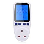 JIZZU Power Meter Plug Energy Monitor, Power Measurement Socket LCD Display Electricity Usage Power Meter Socket Energy Watt Volt Amps Wattage KWH Power Measurement Analyser AC230V