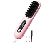 Cordless Hair Straighteners Hot Air Brush Negative Ion Hot Comb Hair Straightener 20s Fast Heating Ceramic & Anti-Scald Design for All Hair Types USB Rechargeable