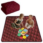 ADBENI HOME Ecofriendly Water Proof Baby Cotton Quilted Washable Play Mat,63x43 Inch Maroon, Multifunction Foldable & Durable Play Gym Non-Toxic Skinfriendly For Infants, Kids Playing Mat