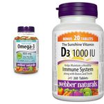 Webber Naturals Omega-3 900 mg Triple Strength, 80 Clear Enteric No Fishy Aftertaste Softgels & Vitamin D3 1000 IU, 260 Tablets, For Healthy Bones, Teeth, and the Maintenance of Good Health