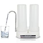 APEX EXPRT MR-2050 Dual Countertop Water Filter, Carbon and Mineral pH Alkaline Water Filter, Easy Install Faucet Water Filter - Reduces Heavy Metals, Bad Taste and Up to 99% of Chlorine - White