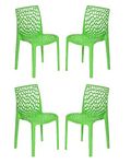 Supreme Web Plastic Chair Set of 4 -Ideal for Home, Living Room, Garden, Cafe, Dining Room, Indoor & Outdoor Use with Weight Bearing Capacity Upto 220kg (Colour: Parrot Green)