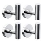 Homagic 4 Pack Bath Towel Hooks, Wall Mount Towel Holder Chrome Finish Towel Rack, Heavy Duty Robe Coat Loofah Hooks for Shower, Kitchen,Hotel, Pool Tile, Brick Modern Style Decor Wall Hooks