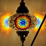 10 Variation Mosland Home Turkish Lamp Mosaic Table Lamps | Turkish Moroccan Lamp with Bronze Base | Handmade Swan Neck Tiffany Night Lamp | Mosaic Glass Bedside Night Lamp with Led Bulb (Multicolor)