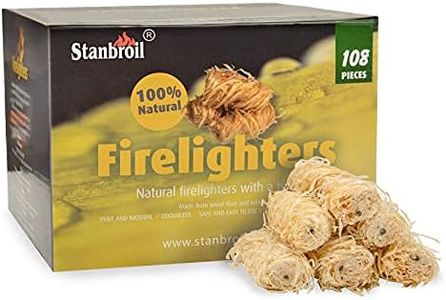 Stanbroil 108 pcs Fire Starters, Natural Charcoal Fire Starters Super Fast Lighting Perfect for Barbecue Grills, Smokers, Wood Stove, Campfires and Outdoor Fireplaces