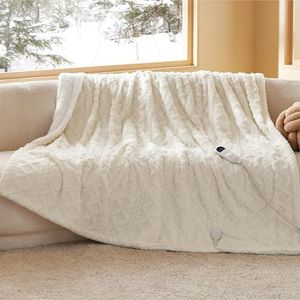 Bedsure Electric Blanket Full Size - Jacquard Shaggy Sherpa Heated Blanket, Fast Heating with 6 Heating Levels & 10 Time Settings, 8 Hours Auto-Off (72x84 inches, Cream)