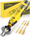 EzzDoo Cordless Electric Chainsaw Sharpener Kit - Portable 12V Chain Saw Sharpener Tool with 6 Titanium-Plated Diamond Bits(Wheels) & Angle Guide - Easy to Use for All Chainsaw Chains.