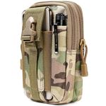 Birudmart Tactical Molle Pouch, Compact Utility Belt Pouch, Military Army EDC Waist Bag with Cell Phone Holster for Sports, Hiking, Camping, Traveling Cycling Hunting Climbing Travel