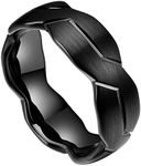 DOUX 8mm Mens Black/Silver Tungsten Carbide Ring Brushed Infinity Knot Pattern Wedding Band Comfort Fit High Polished (Black, 6)