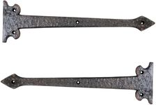 Adonai Hardware 13.90" "Agee Heavy Duty Antique Cast Iron Strap False or Faux or Dummy Hinge Front (2 Pack, Oil Rubbed Bronze) for Vintage Barn Doors, Gates, Furniture, Garage, Shutters and Fences