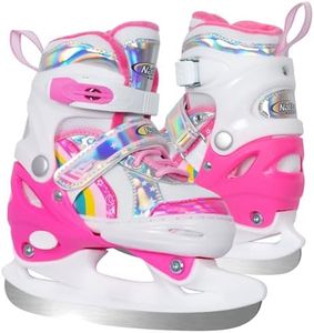 BASYNOL Nattork Girls Ice Skates for Kids Boys,Adjustable Kids Ice Hockey Skates for Outdoor Indoor Rink,Soft Padding and Reinforced Ankle Support Ice Skate,Rainbow S
