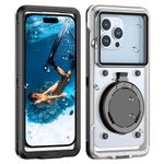 Lanhiem Universal Underwater Phone Case for Snorkeling, IP68 Professional Diving Waterproof Outdoor Cellphone Case with Lanyard for iPhone Galaxy Huawei Moto All Series (Clear/Black)