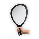 Zadro Salon Professional Extra Large Hand Mirror with Handle, 10" W x 19" L, Multi-Purpose Oval Handheld Mirror with New Distortion-Free Reflection (1, Black, Large (Pack of 1))