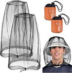 2 Pieces Mosquito Head Net, Nylon Face Net Mesh,Mesh Bug Net for Outdoor Hiking Camping Climbing Fishing and Walking (Dark black)