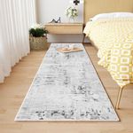 Runner Rug 2x8 ft Modern Abstract Carpet Runner-Machine Washable Long Hallway Runner Bedroom Runner Beside Bed Kitchen Runner-Grey