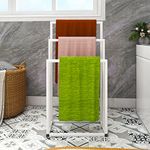 MOFLUT Freestanding Towel Rail Towel Holder for Bathroom, 3-Tier Towel Rack Stand for Bath&Hand Towels Storage, White