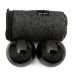 Top Chi Black Obsidian Baoding Balls with Carry Pouch for Hand Therapy, Exercise, and Stress Relief (Medium 1.6 Inch)