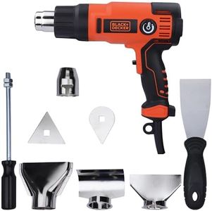 BLACK+DECKER Decapador Térmico 2000W, Pistola de calor, Temperatura Ajustable 65-645°C, 2 Caudales de Aire, Empuñadura Ergonómica, Incluye 8 Accesorios y Maletín, 230V, KX2200K