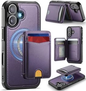 Usroom for iPhone 16 Plus Case Wallet Compatible with Magsafe, RFID Blocking Magnetic Card Holder 2 in 1 Detachable Kickstand Shockproof Phone Case for iPhone 16 Plus 6.7" Purple