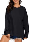 APEIYU Women's Long Sleeve Sweatshirt Side Split High Low Loose Casual Tops Batwing Pullover Jumper Sweatshirt Tees Black L