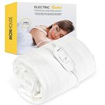 MONHOUSE Premium Soft Fleece Electric Blanket - Heated Under Blanket - Heated Mattress Cover - Detachable Controller & Machine Washable - 3 Heat Settings - King Size 137x165cm - White