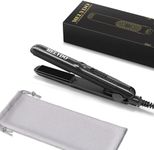 MELYDO Mini Hair Straightener 0.7" Portable Travel Flat Iron for Short Hair, Bangs & Beard - Ceramic Tourmaline Plates, Dual Voltage 100-240V, 60s Fast Heat, Heat Resistant Pouch