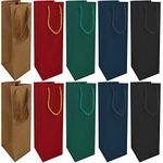 Premium Wine Gift Bags, Luxury Bottle Bags with Strong Rope Handles for Christmas Party Wine Gifts (10pcs)