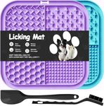 Azyh 2 PCS Licking Mat for Dogs & Cats with Suction Cups, Dog Slow Feeder Lick Pat for Anxiety Relief, Dog Toys Feeding Mat for Butter Yogurt Peanut, Pets Bathing Grooming Training Mat (Cyan&Purple)