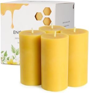 Pure Beeswax Pillar Candles, 2x4 Inch Natural Bees Wax Candles 4 Pack, 35-40 Hours Long Burning Time, Unscented & Dripless for Home Decor, Dinner, Party