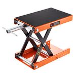 VEVOR Motorcycle Lift, 1100 LBS Motorcycle Scissor Lift Jack with Wide Deck & Safety Pin, 3.7"-13.8" Center Hoist Crank Stand, Steel Scissor Jack for Street Bikes, Cruiser Bikes, Touring Motorcycles