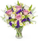 Wild and Wonderful - Next Day Prime Delivery - Fresh pink and white Roses bouquet surrounded by Thlaspi - A Stunning Gift for any Occasion - Brighten Someone's day with Beautifu Flowers (Large)