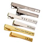 Personalized Tie Clip Pin for Men Custom Engrave Tie Pin Stainless Steel Tie Bar Clip Wedding Groomsman Best Man Fathers' Day Gift for Him (Style B)