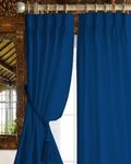 Villey Drapes Triple Pinch Pleated Blackout Curtains Thermal Insulated Room Darkening Curtains for Bedroom/Livingroom Pack of 1 Panels, Tiebacks, Hooks(Royal Blue, Custom)