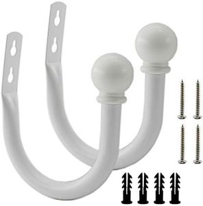 Decorative Curtain Holdbacks,ULIFESTAR Wall Mounted Window Drapery Tiebacks Hooks Drape Holdbacks Holders for Bedroom,Livingroom,Office with Installation Screws (White)