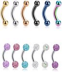 Tornito 6-8-12PCS 14G 6-10mm Short Bar Tiny Heart Butterfly Evil Eye Devil Heart Snake Skull CZ Skull hand with Gem ball Stainless Steel Belly Button Rings Navel Rings for Women Barbell Eyebrow Body